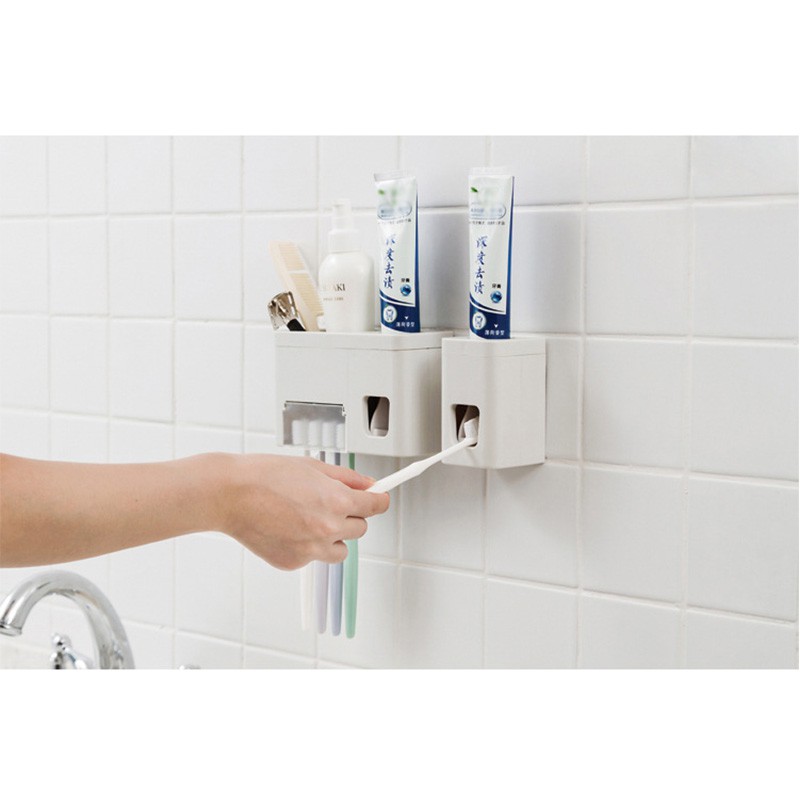 Bring2Home ที่บีบยาสีฟัน อัตโนมัติ ช่วยลดการสิ้นเปลืองยาสีฟัน ติดกับกระจกห้องน้ำหรือผนังจะช่วยประหยัดพื้นที่ มี 2 แบบ