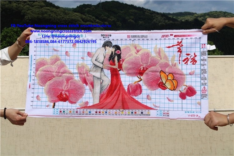 คู่บ่าวสาว ชุดปักครอสติส พิมพ์ลาย ครอสติสจีน งานฝีมือทำที่บ้าน DIY