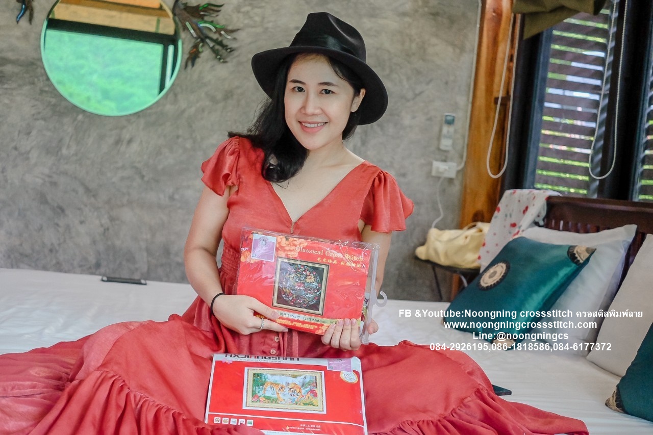 ดอกไม้ ชุดปักครอสติส พิมพ์ลาย ครอสติสจีน งานฝีมือทำที่บ้าน DIY