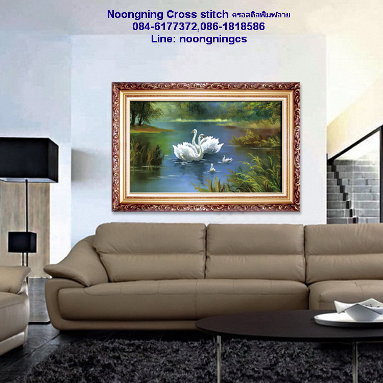 ดอกไม้สีแดง ชุดปักครอสติช พิมพ์ลาย ครอสติสจีน งานฝีมือ DIY