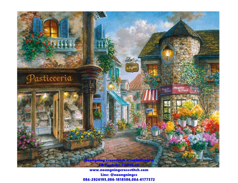 ร้านเบเกอร์รี่ สวยงาม ชุดปักครอสติช พิมพ์ลาย ครอสติสจีน งานฝีมือ DIY