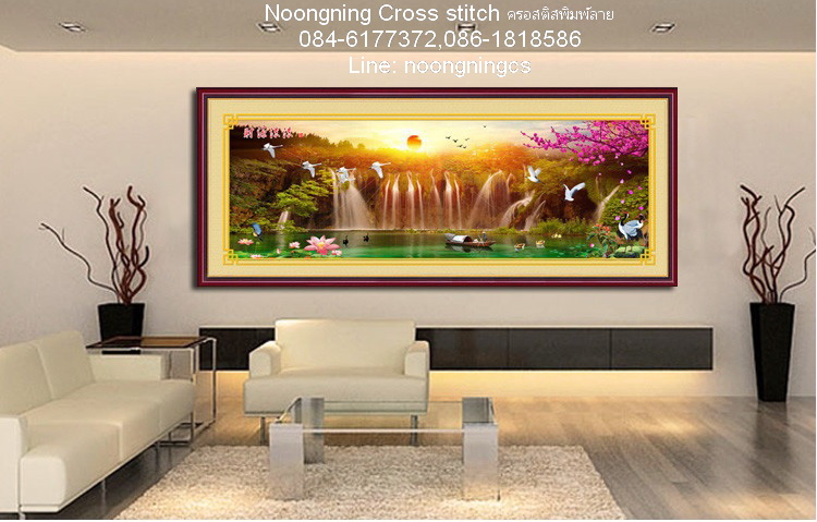 น้ำตก ชุดปักครอสติส พิมพ์ลาย ครอสติสจีน งานฝีมือทำที่บ้าน DIY