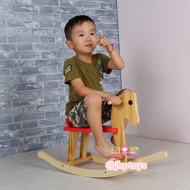 ของเล่นไม้เสริมพัฒนาการ ม้าโยกไม้สีไม้