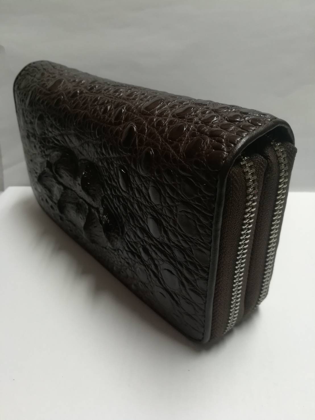 กระเป๋าหนังจระเข้แท้แบบซิปคู่(หนังกระดูกหัว)