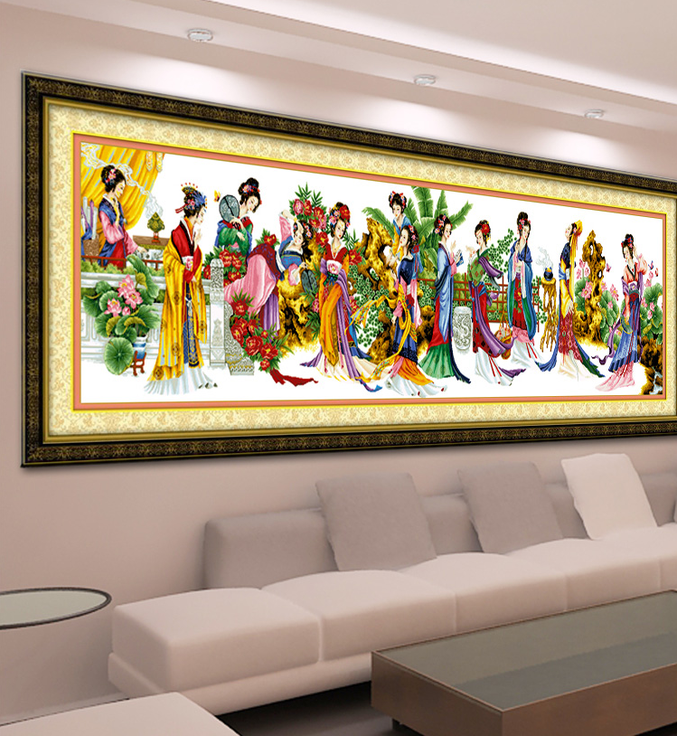 นกยูงคู่ ดอกแมกโลเนีย ชุดปักครอสติส พิมพ์ลาย ครอสติสจีน งานฝีมือทำที่บ้าน DIY