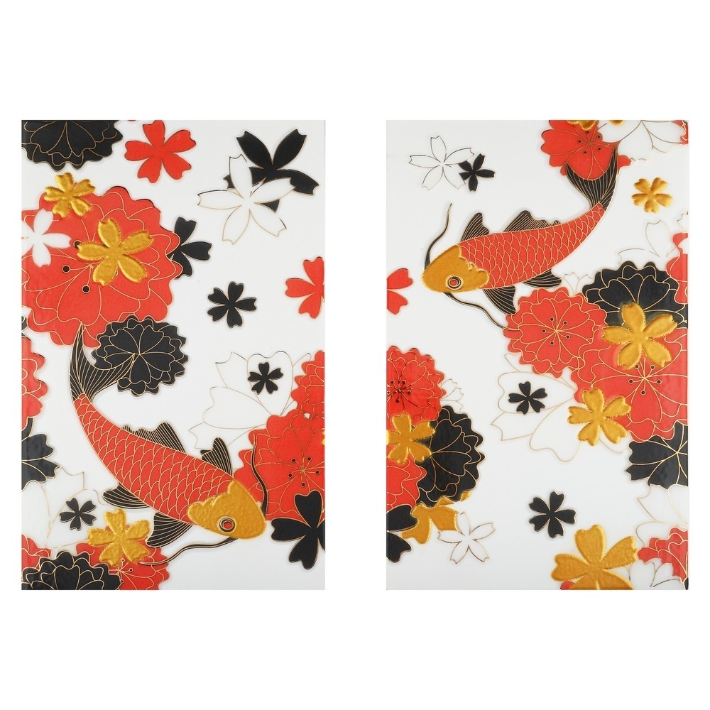 กระเบื้องผนังภาพชุด 10x16 นิ้ว โคอิ แดง 2 ชิ้นWALL TILE 10x16 ARTE KOI RED 2P