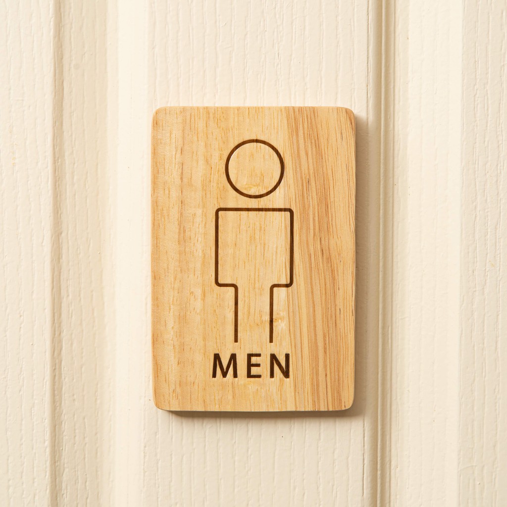 The Wood's Tale ป้ายห้องน้ำ แยกชายหญิง "WOMEN/MEN" SIGN ไม้แท้ พร้อมรูสำหรับแขวน