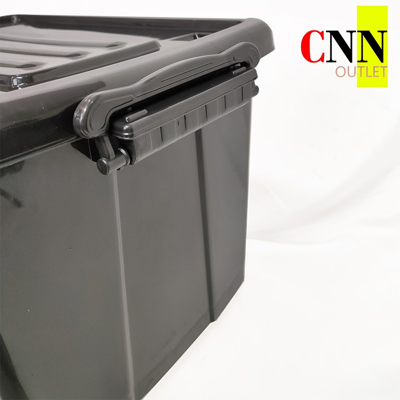 กล่องล้อเลื่อนพลาสติก CNN ขนาด 100 ลิตร สีดำ