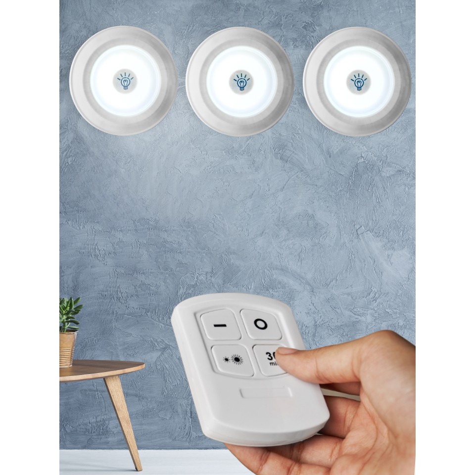 !!สินค้าขายดี!! เซ็ตโคมไฟ LED ไฟติดผนังทรงกลม พร้อมรีโมทคอนโทรล LED Lights with Remote Control