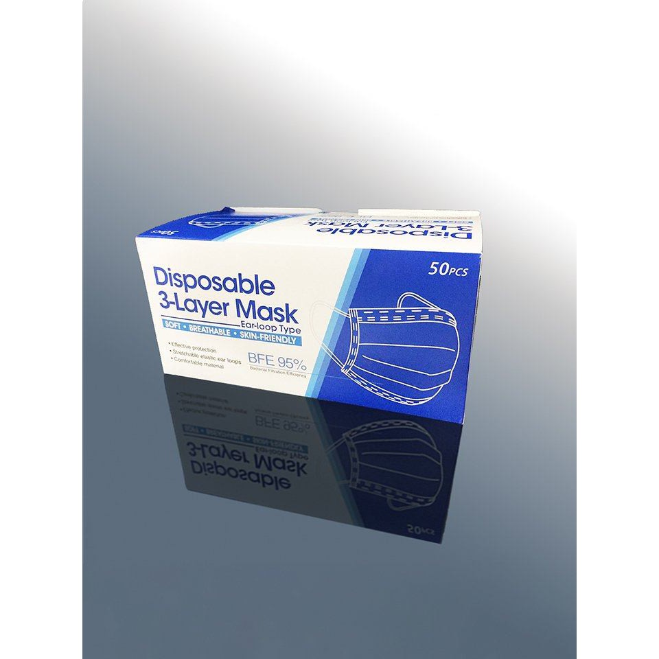 !!สินค้าขายดี!! หน้ากากอนามัย แผ่นกรอง 3 ชั้น กล่องละ 50 ชิ้น Disposable Face Mask 50 pcs.