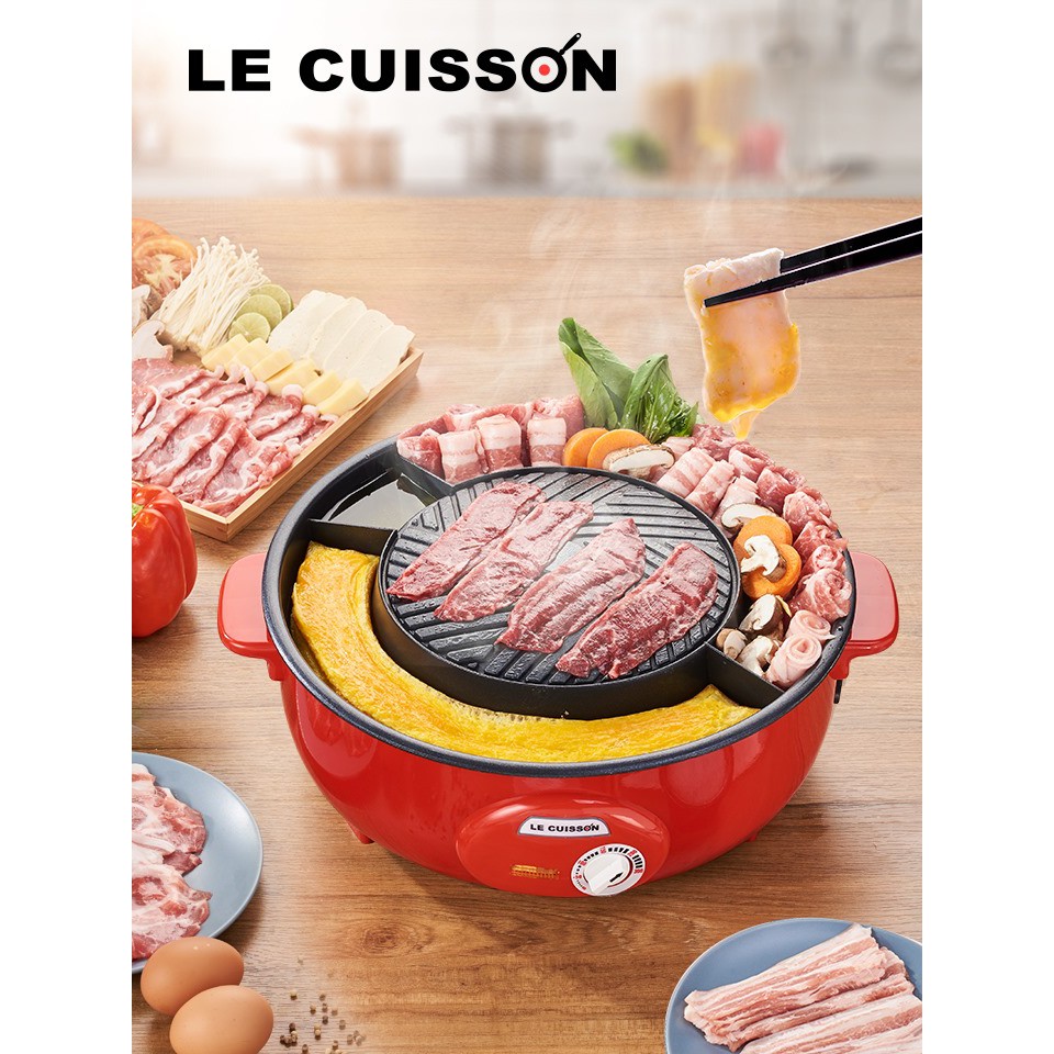 !!สินค้าขายดี!! LE CUISSON หม้อสุกี้พร้อมเตาปิ้งย่าง 1300W BBQ Hot Pot