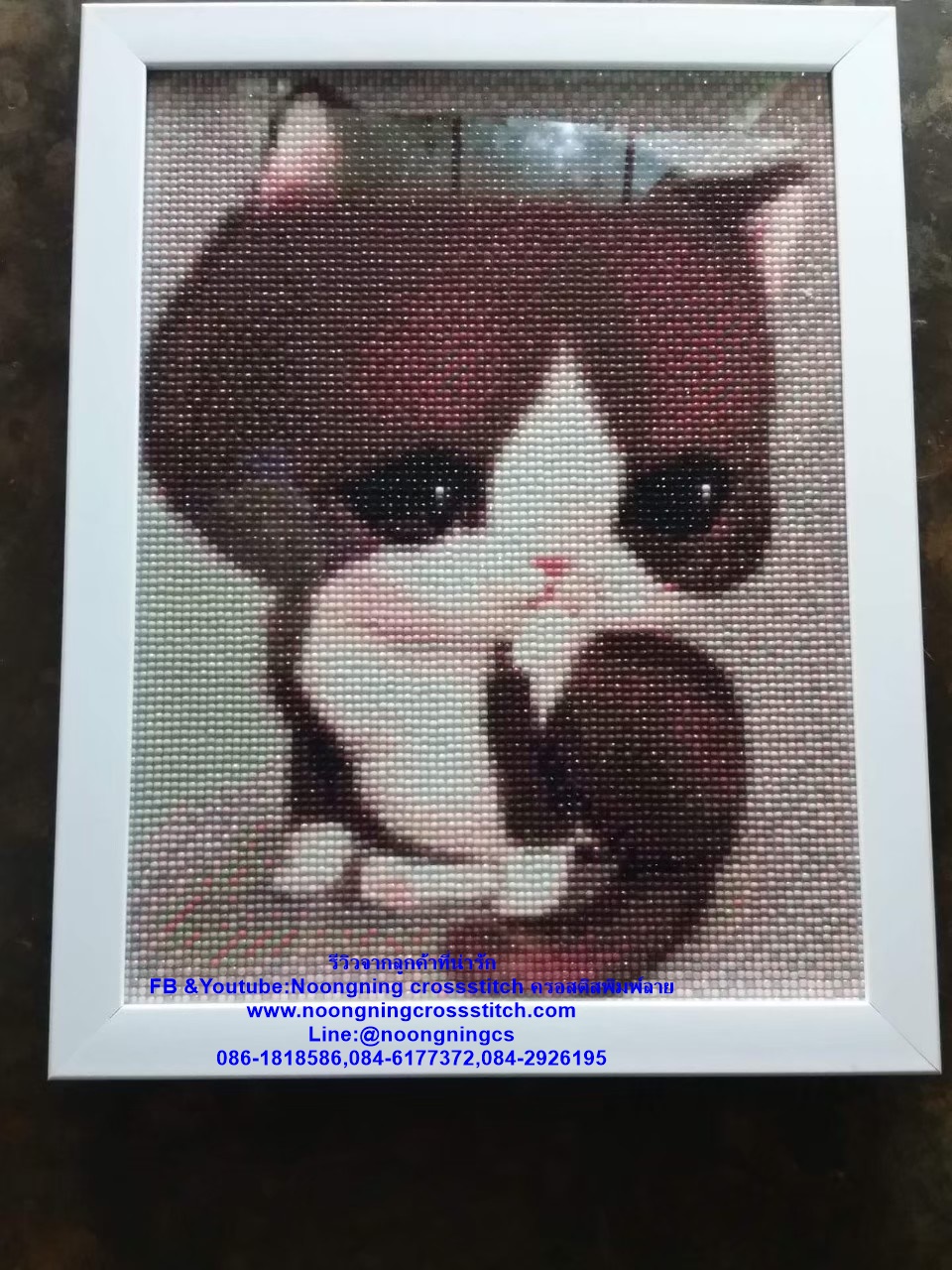 แมวน้อย VSเสือขาว ครอสติสคริสตัล Diamond painting โมเสก ภาพติดเพชร งานฝีมือทำที่บ้าน DIY