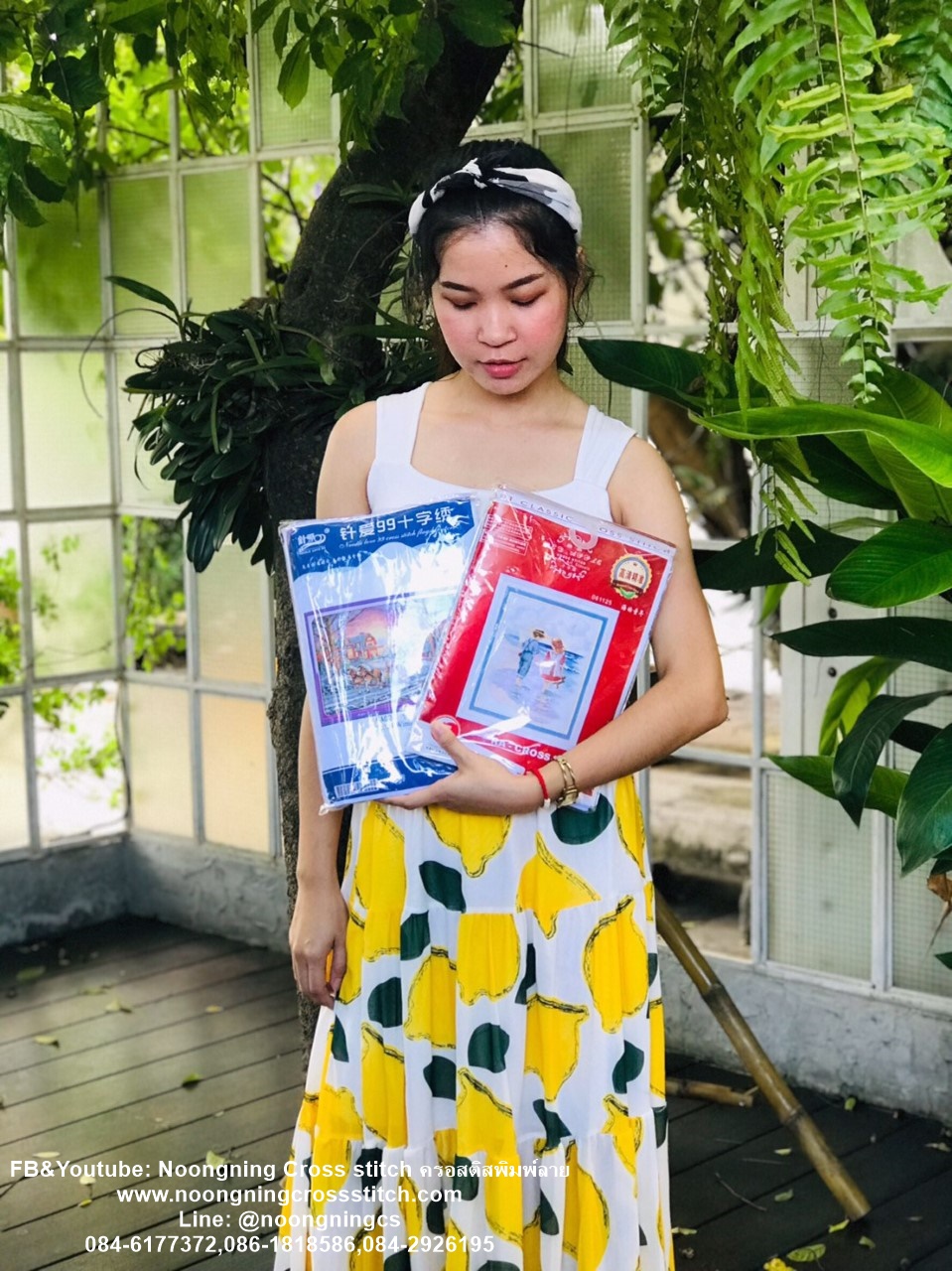 นกยูงคู่ มงคล ดอกโบตั๋น ชุดปักครอสติส พิมพ์ลาย ครอสติสจีน งานฝีมือทำที่บ้าน DIY
