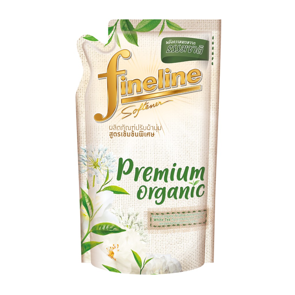 Fineline ไฟน์ไลน์ปรับผ้านุ่ม สูตรเข้มข้นพิเศษ พรีเมี่ยมออร์แกนิค สีเขียว แบบถุงเติม ขนาด 500 มล.