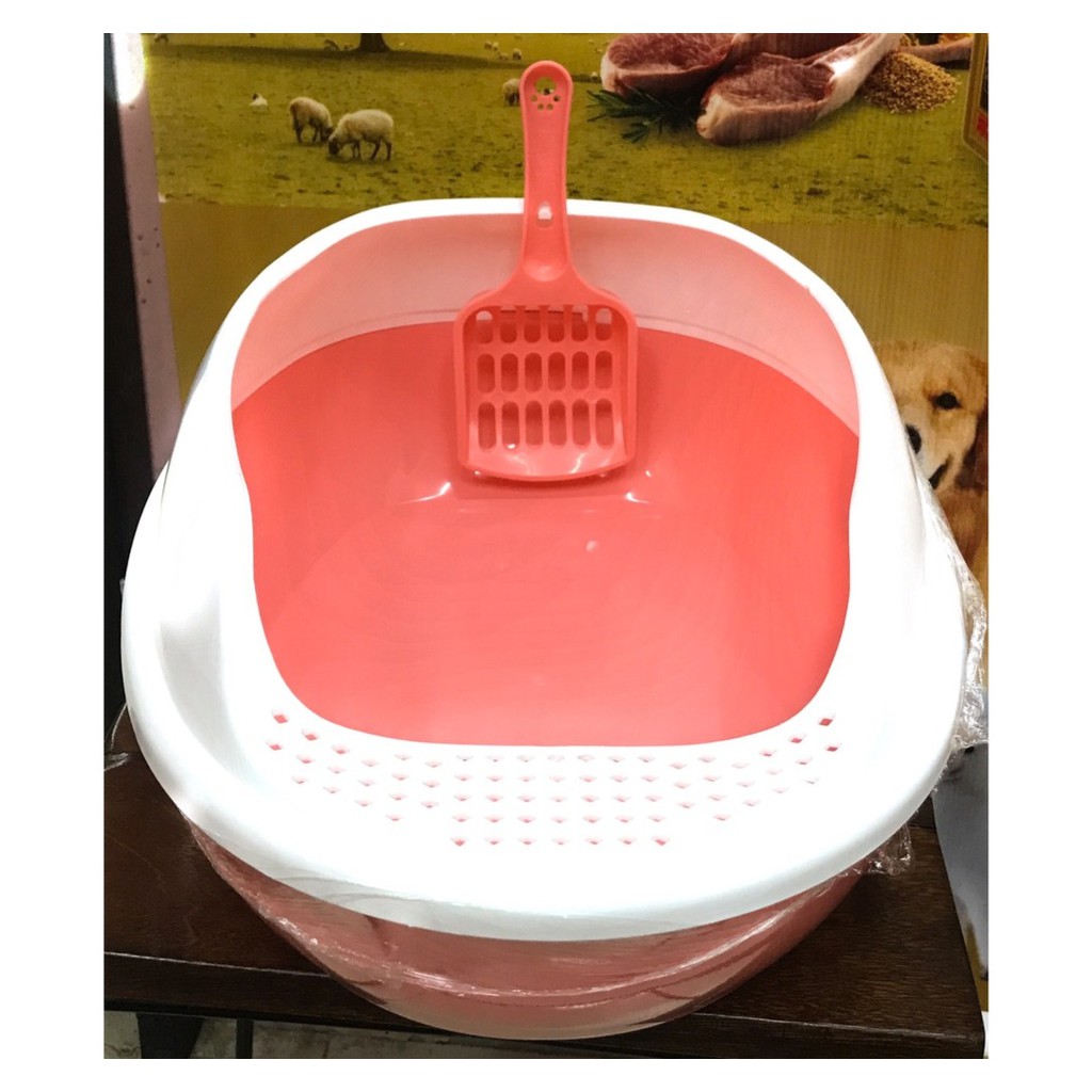 กระบะทรายลูกแมวทรงรี+เช็ดเท้า+ที่ตัก(เหมาะสำหรับลูกแมว)