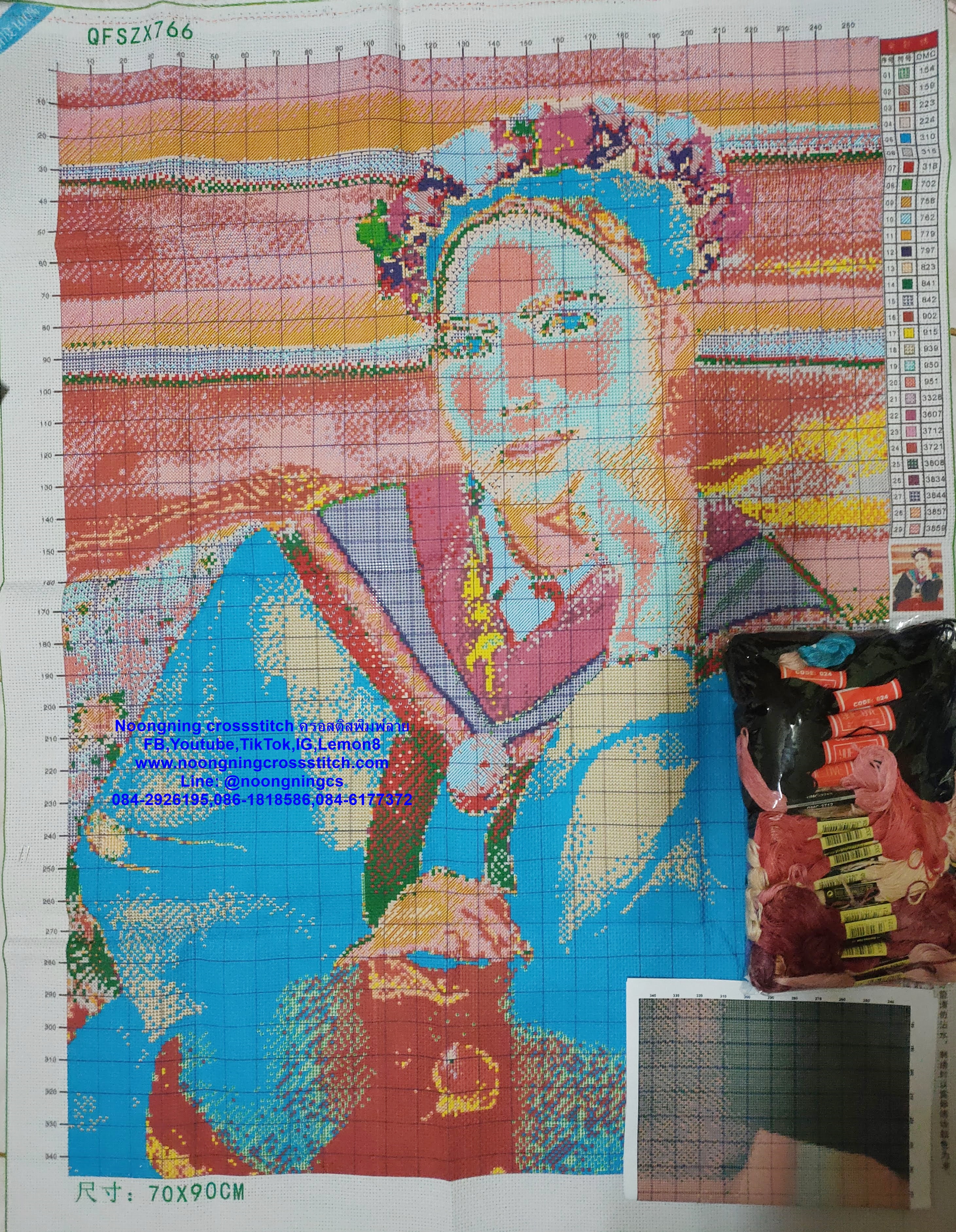 ครอสติส สั่งทํา 70x90ซม รูปชุดรับปริญญา ชุดปักครอสติส พิมพ์ลาย ครอสติสจีน งานฝีมือทำที่บ้าน DIY