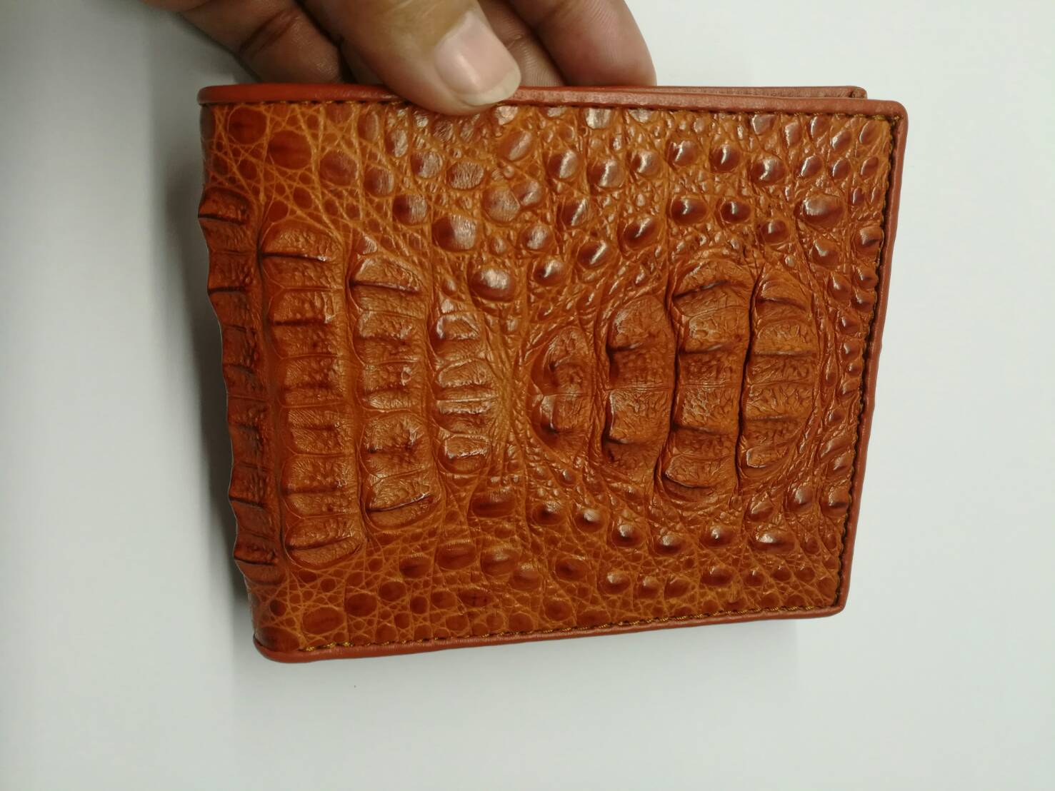 กระเป๋าหนังจระเข้แท้(กระดูกหัว) สีแทน