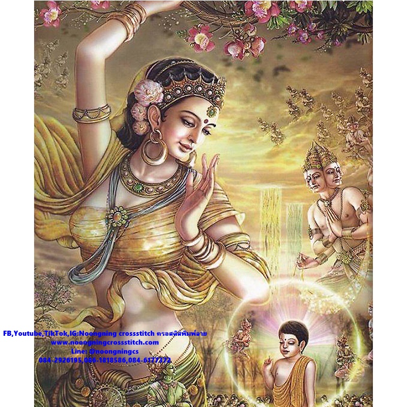 พระนางสิริมหาคลอด พระพุทธเจ้า ชุดปักครอสติส พิมพ์ลาย ครอสติสจีน งานฝีมือทำที่บ้าน DIY