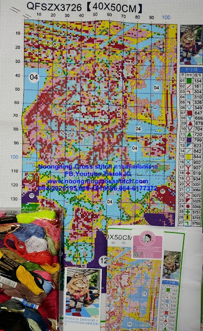 ครอสติส สั่งทํา 40x50ซม รูปแมวที่รัก ชุดปักครอสติส พิมพ์ลาย ครอสติสจีน งานฝีมือทำที่บ้าน DIY