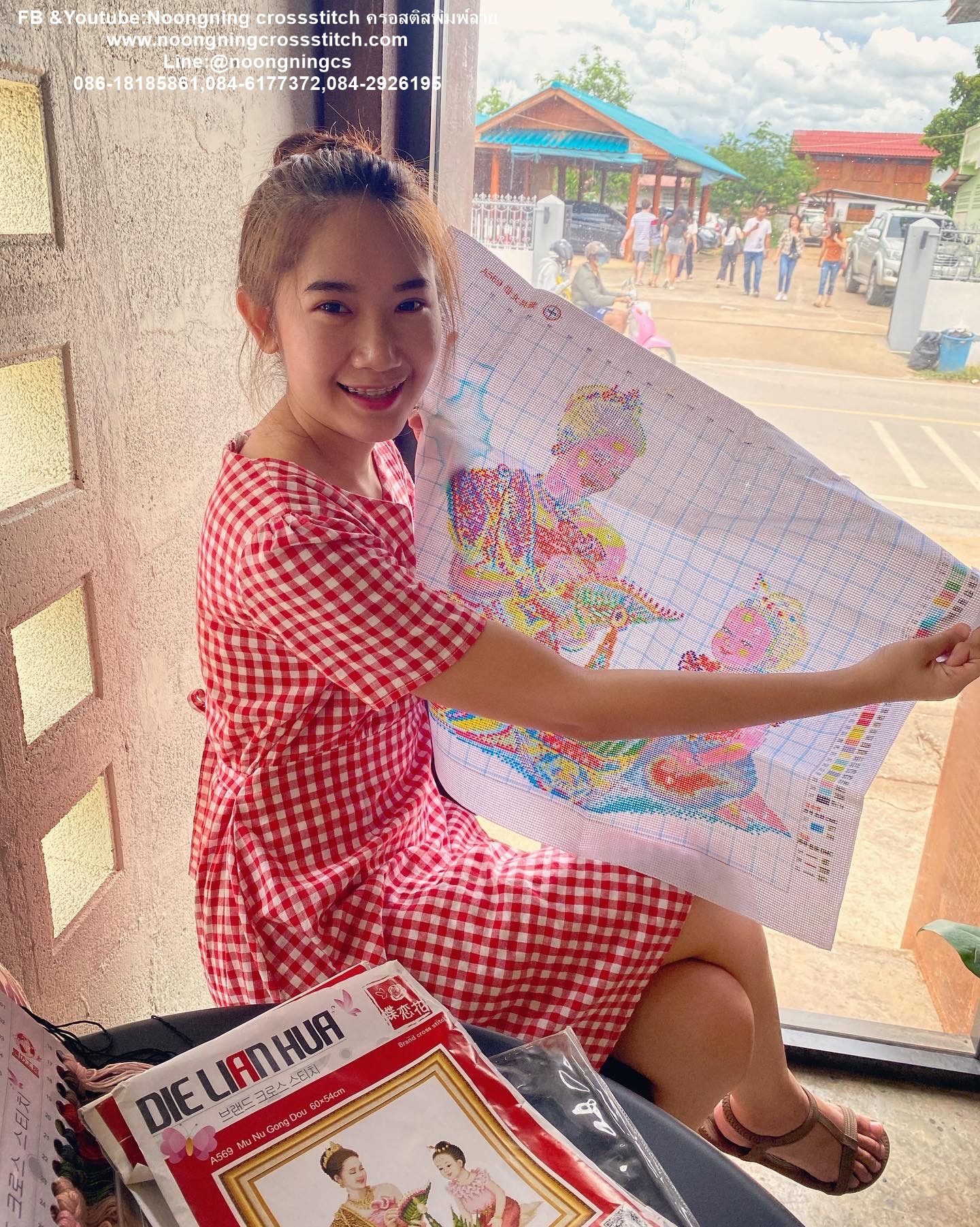 ฝูงนกกระเรียน ต้นสน มงคล3D ชุดปักครอสติส พิมพ์ลาย ครอสติสจีน งานฝีมือทำที่บ้าน DIY