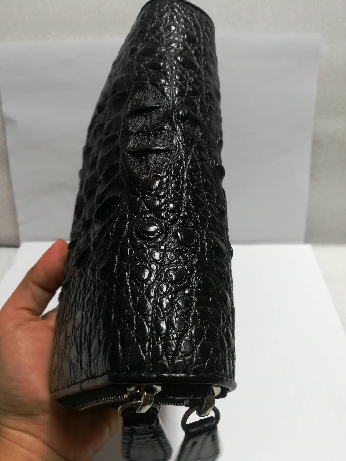 กระเป๋าหนังจระเข้แท้แบบซิปคู่(หนังกระดูกหัว)