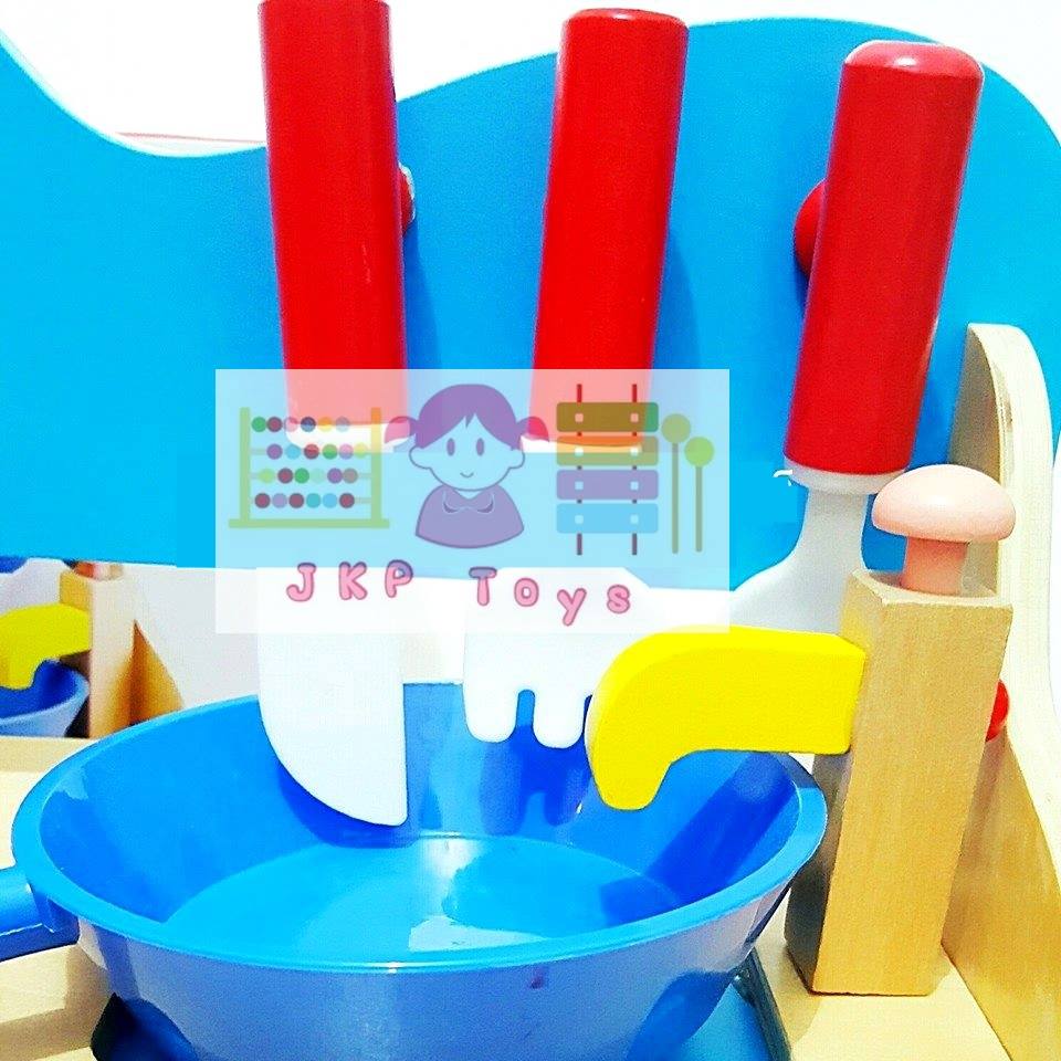 JKP Toys ของเล่นไม้เสริมพัฒนาการ เซทเชุดครัวมินิพร้อมเตาอบ + หั่นผัก ผลไม้