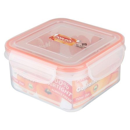 กล่องอาหารเหลี่ยม POPLOCK 9142 0.75 ลิตร สีส้ม เก็บอาหารโดยไม่มีกลิ่นออกมารบกวน