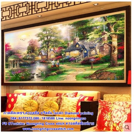 วิวหมู่บ้าน ครอสติสคริสตัล Diamond painting โมเสก ภาพติดเพชร งานฝีมือ DIY