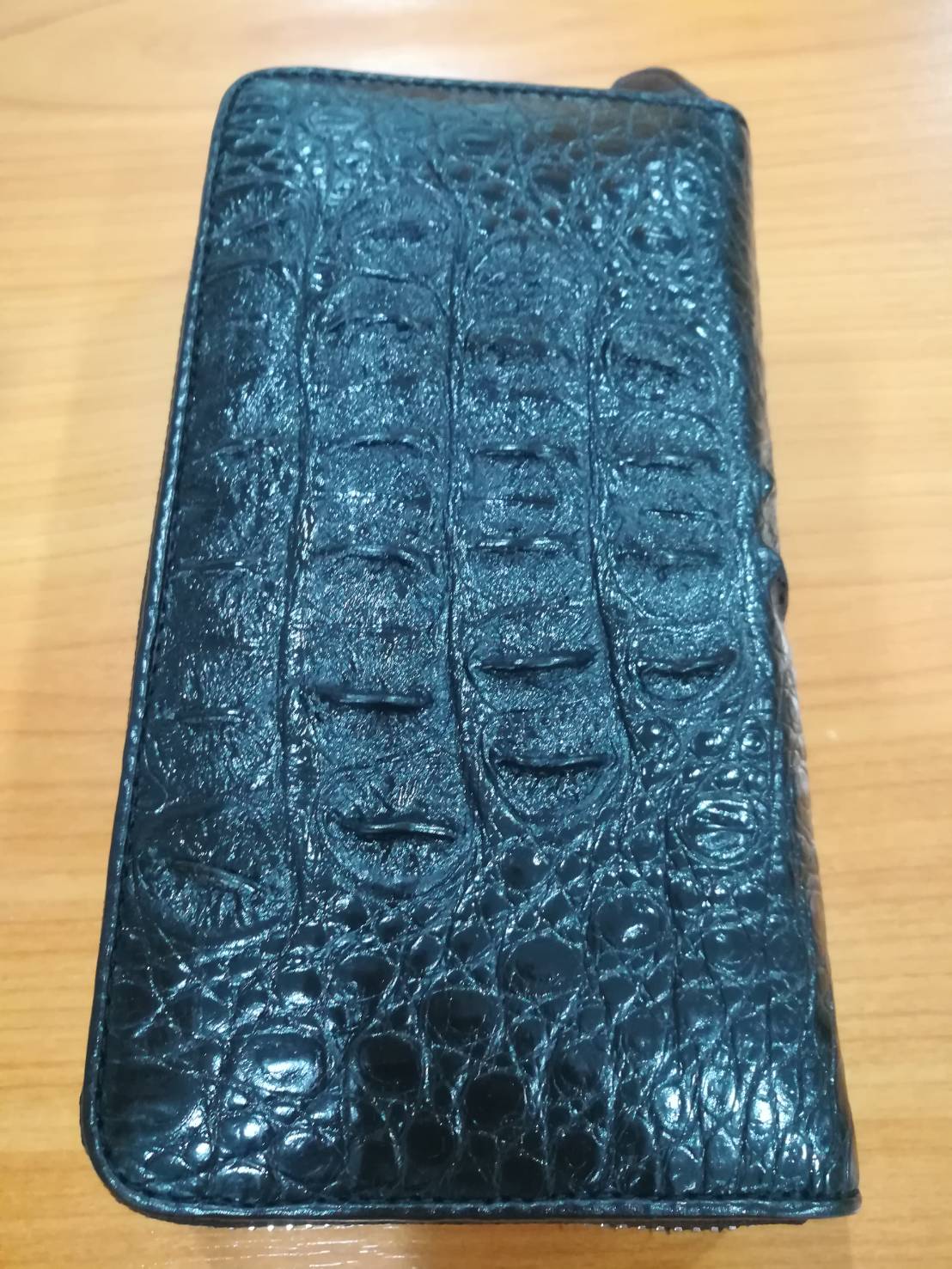 กระเป๋าหนังจระเข้แท้แบบซิปเดี่ยว(หนังกระดูกหัว)