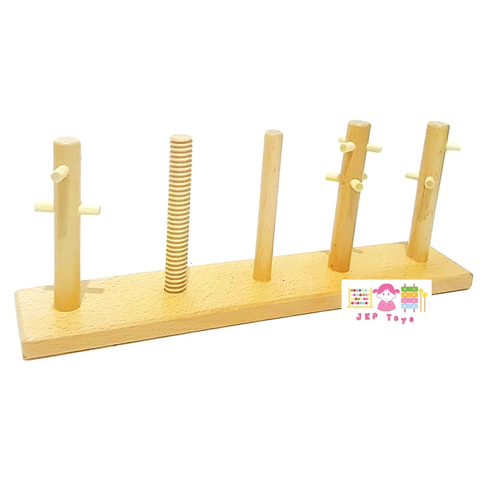 บล็อกไม้รูปทรง สวมหลัก 5 เสา Five Column Building Blocks สำเนา