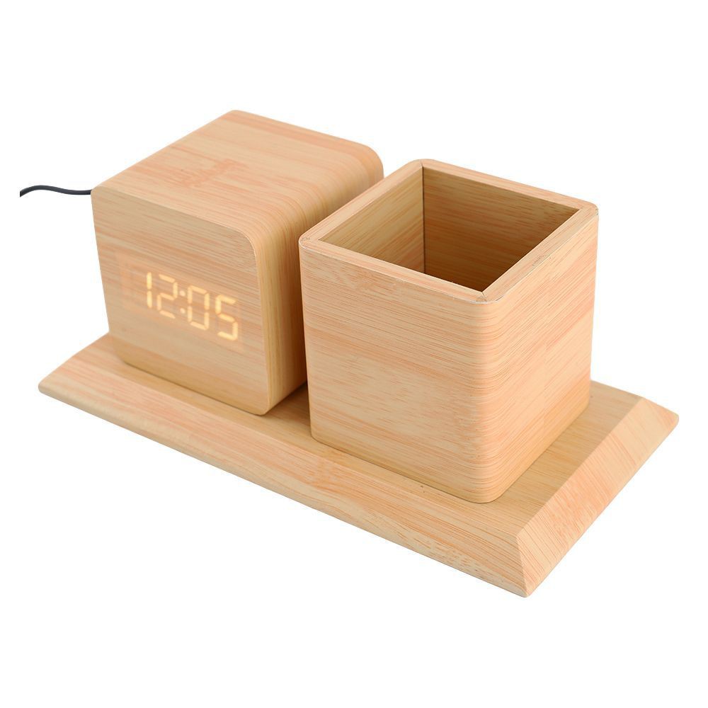 นาฬิกาตั้งโต๊ะ LED HOME LIVING STYLE PEN 18X10 ซม. สีเบจ นาฬิกา