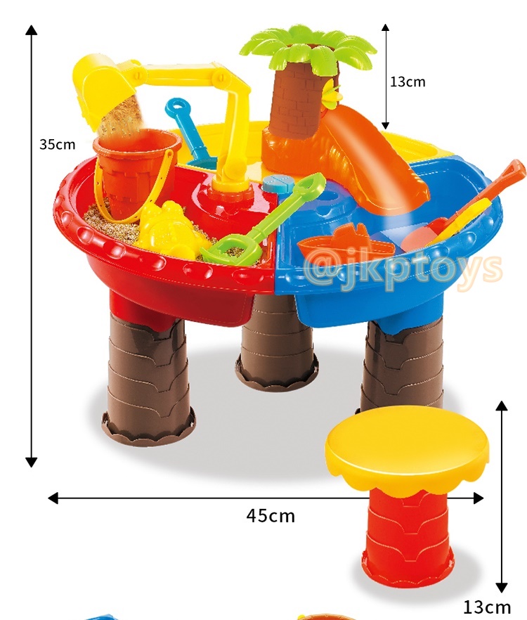 โต๊ะเล่นทรายสดใส ทรงกลม รูปต้นมะพร้าว