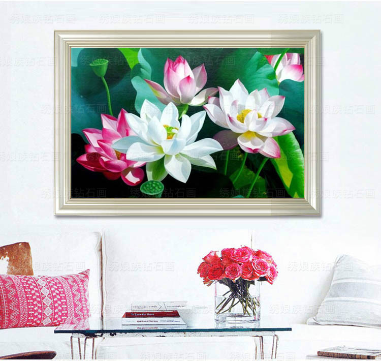 บ้านริมธาร หุบเขา ครอสติสคริสตัล Diamond painting โมเสก ภาพติดเพชร งานฝีมือ DIY