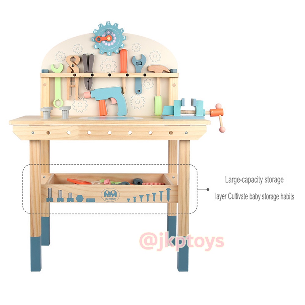 ⭐🚧🌞ของเล่นไม้บทบาทสมมติ โต๊ะเครื่องมือช่างพร้อมอุปกรณ์ ขนาดใหญ่