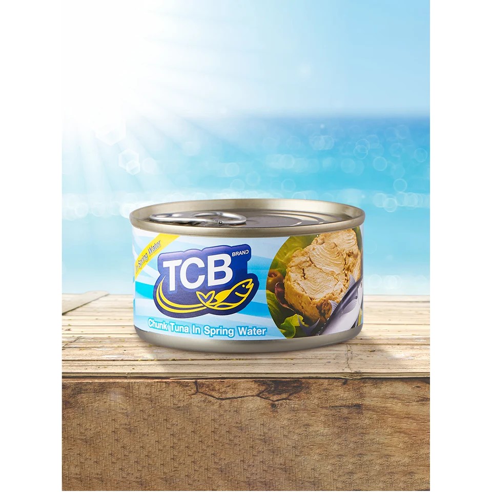 !!สินค้าขายดี!! TCB ทูน่าเนื้อขาวชนิดก้อน 185 กรัม TCB Tuna Chunks In Spring Water 185 g.