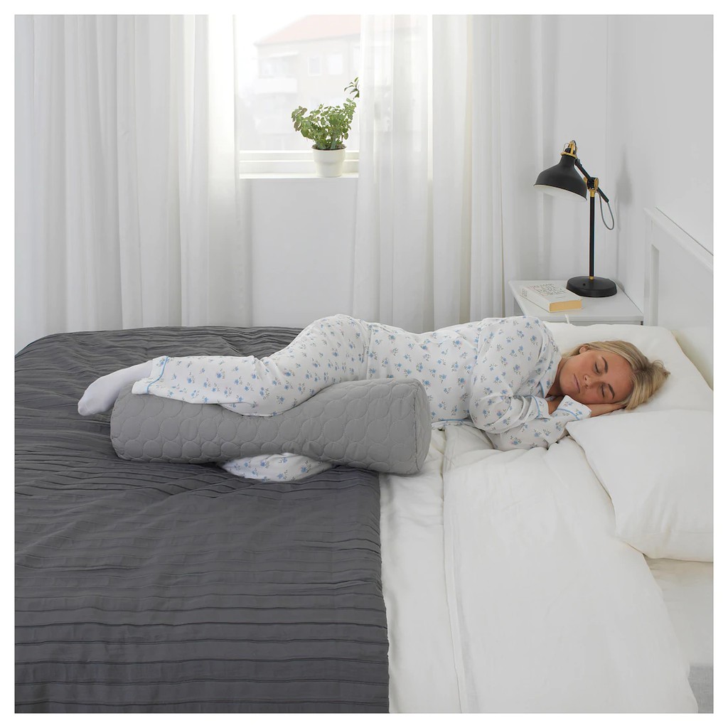 หมอน หมอนอิง หมอนโซฟาOMTÄNKSAM ออมแทงค์ซาม หมอนข้าง, เทา, 75x20 ซม.