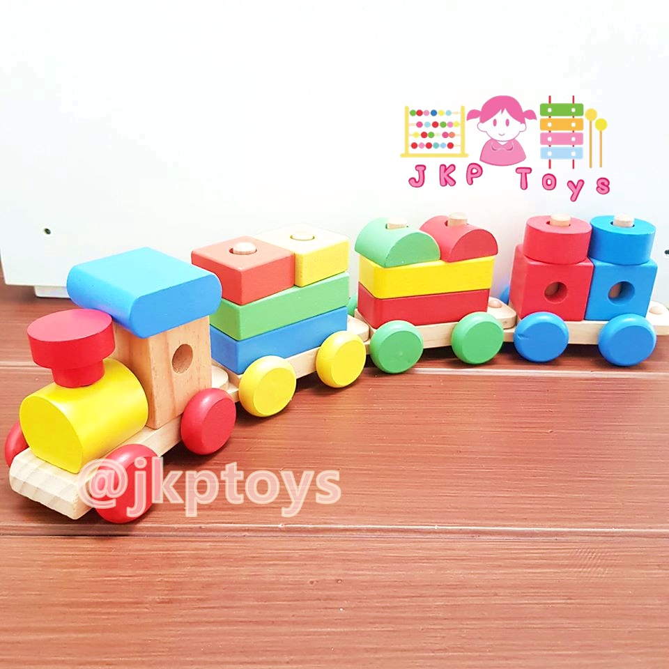 🏡บล็อคไม้จิ๊กซอว์ต่อรถไฟ เรียนรู้รูปทรง