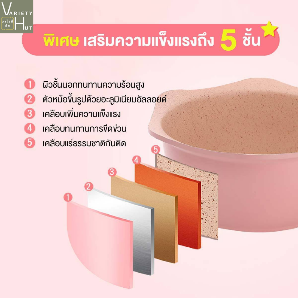 ชุดหม้อกระทะเคลือบหินอ่อน มินิมอล มีฝา ขนาด 16 ซม.