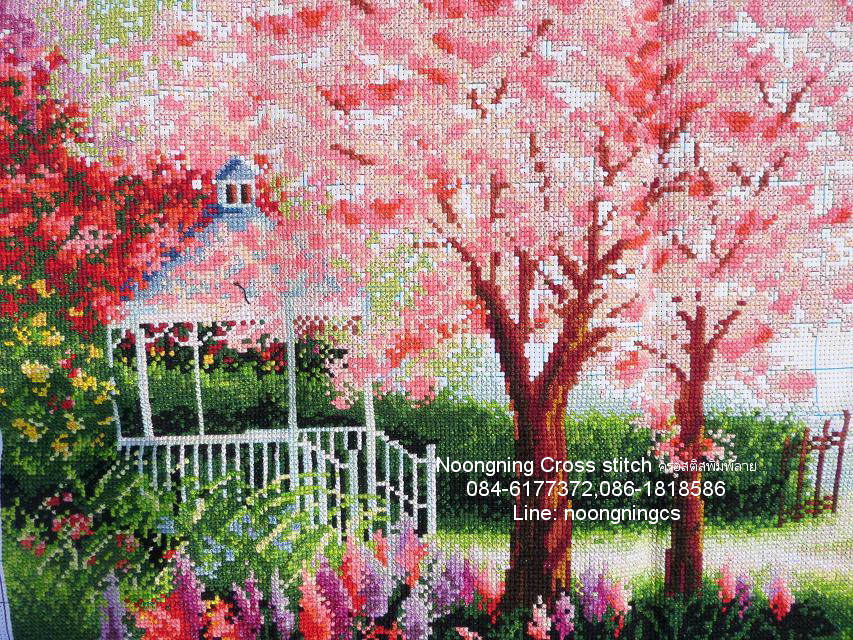 สำเภา+น้ำตกชุดปักครอสติช พิมพ์ลาย ครอสติสจีน งานฝีมือ DIY