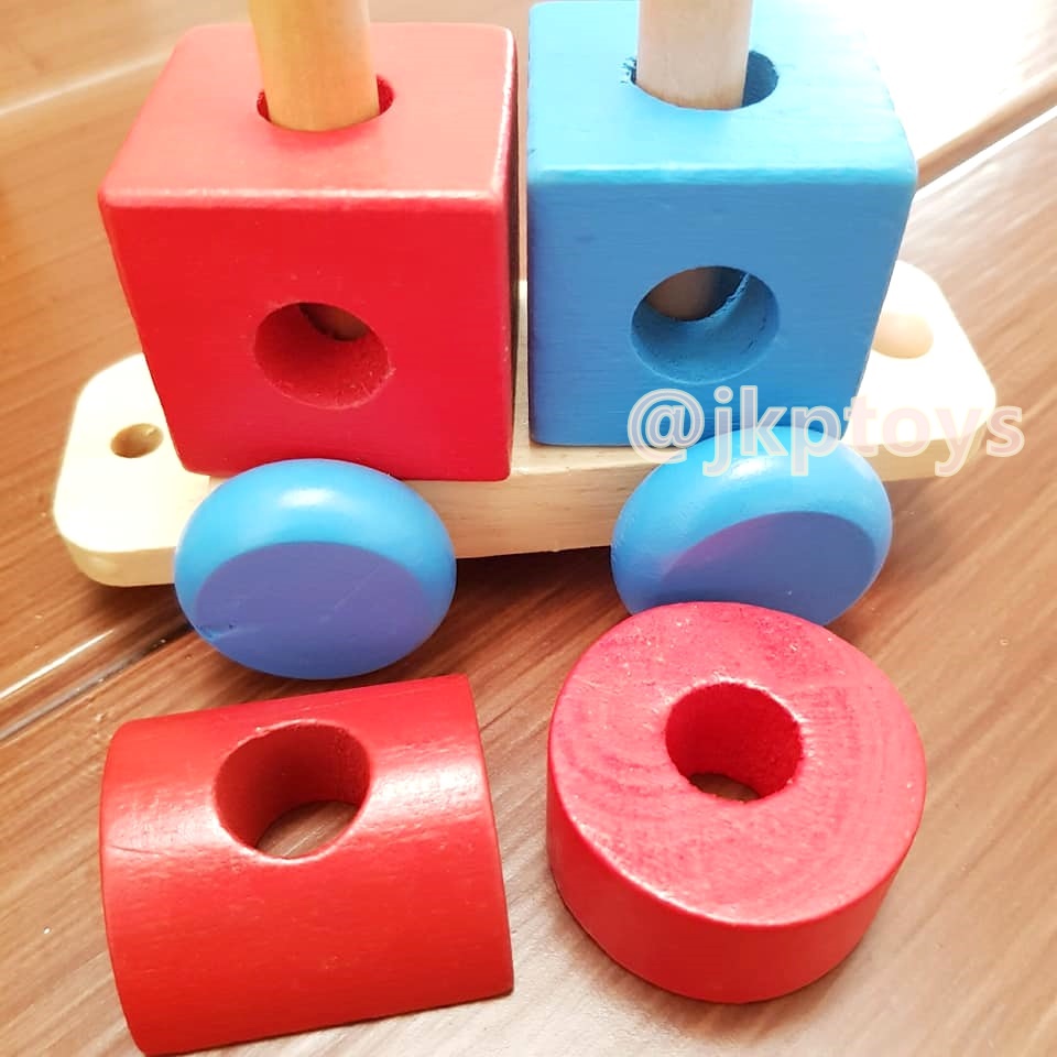 🏡บล็อคไม้จิ๊กซอว์ต่อรถไฟ เรียนรู้รูปทรง
