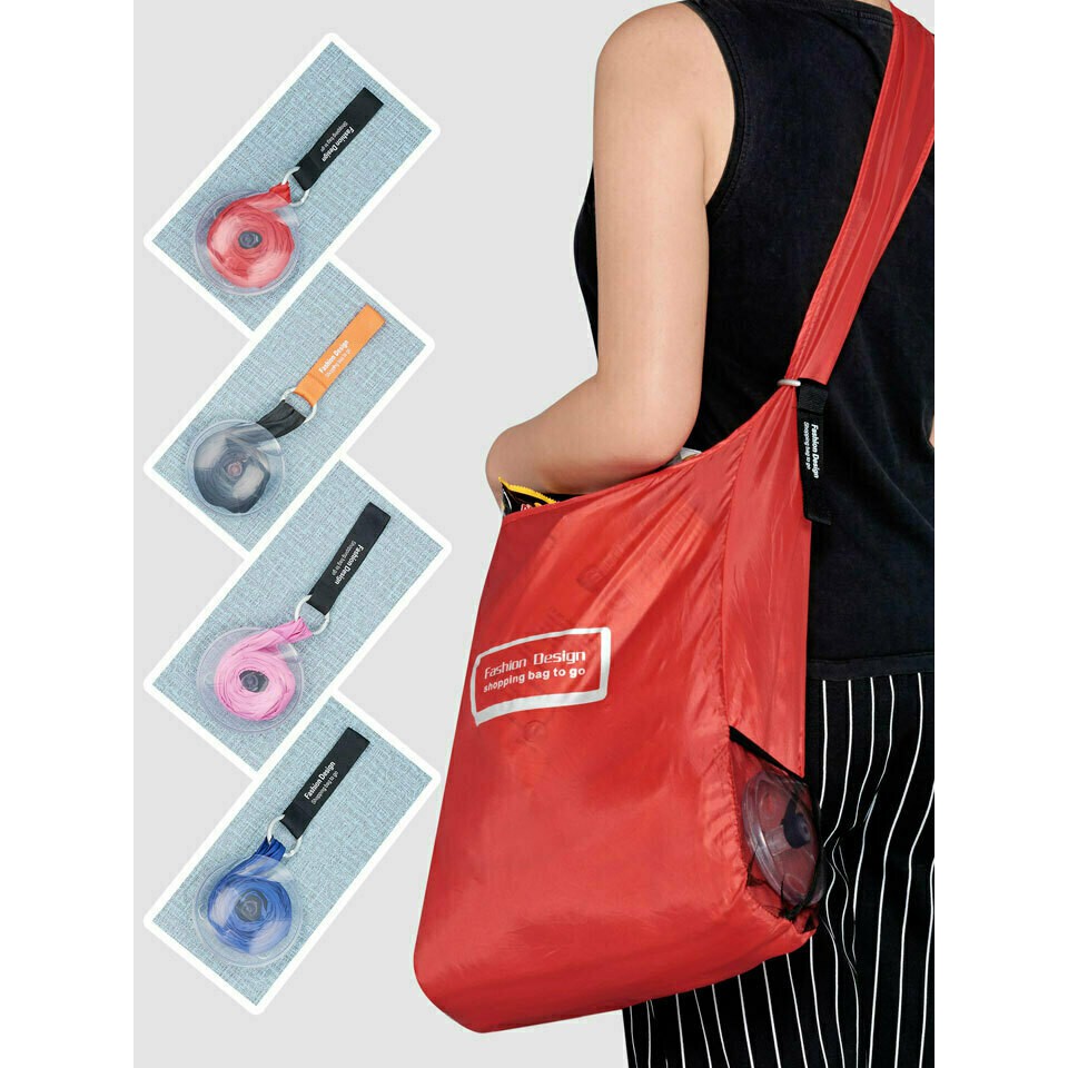 !!สินค้าขายดี!! Roll Up Shopping bag กระเป๋าผ้าพกพา กระเป๋าผ้าพับได้ หมุนเก็บได้ Environment Friendly Shopping Bag