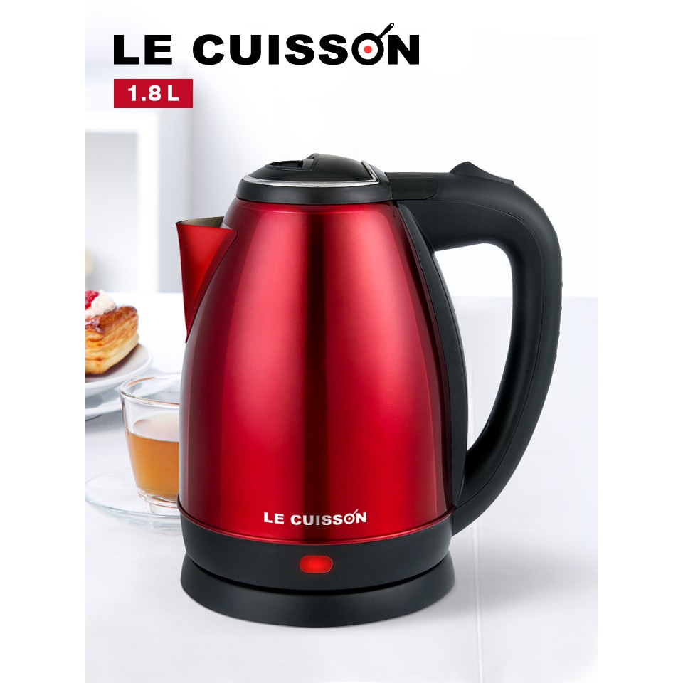 !!สินค้าขายดี!! LE CUISSON กาต้มน้ำไฟฟ้าสแตนเลส กาน้ำร้อน 1.8 ลิตร Electric Kettle 1.8L
