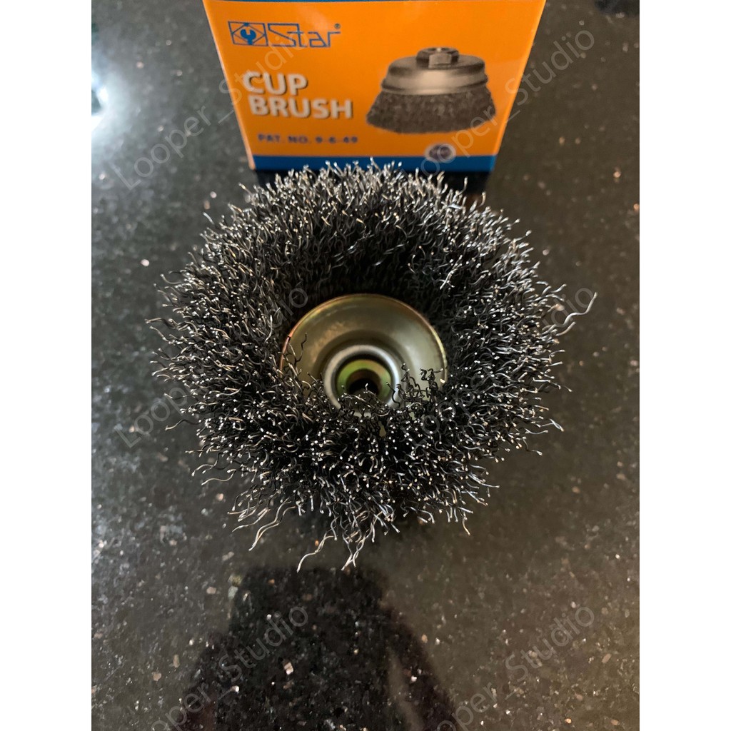 แปรงลวดถ้วยชุบทอง และแปรงลวดถ้วยสีเงิน ขนาด 2.1/2” x 10 mm. X 1.25 mm