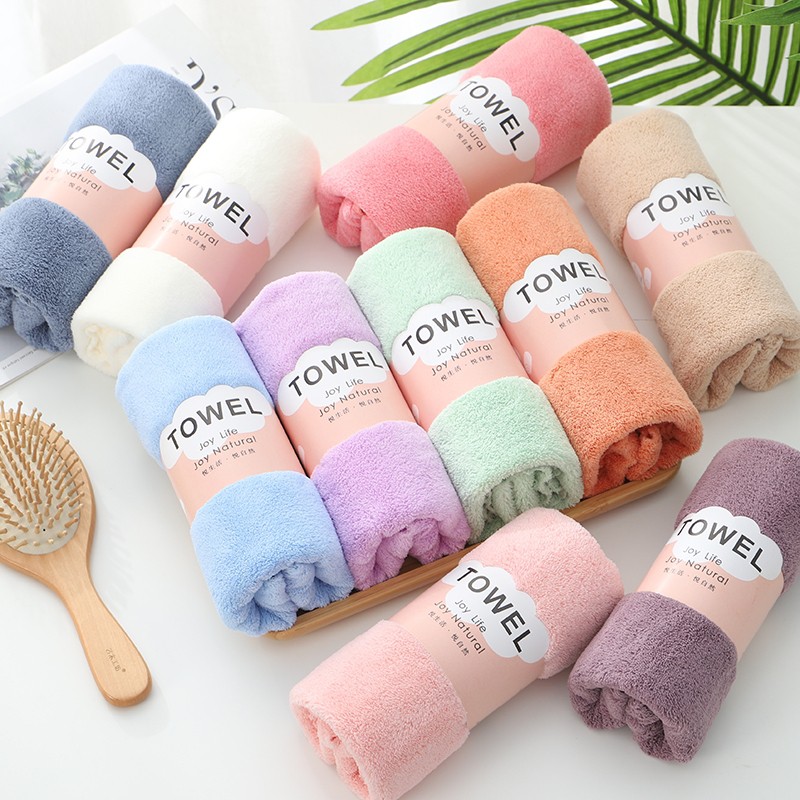 【ZY.home】ผ้าขนเป็ด ผ้าเช็ดผม ผ้าขนหนู ผ้าขนหนูเล็ก ผ้าเช็ดหน้า ขนาด 35×75cm สีพื้น ขอบหยักก