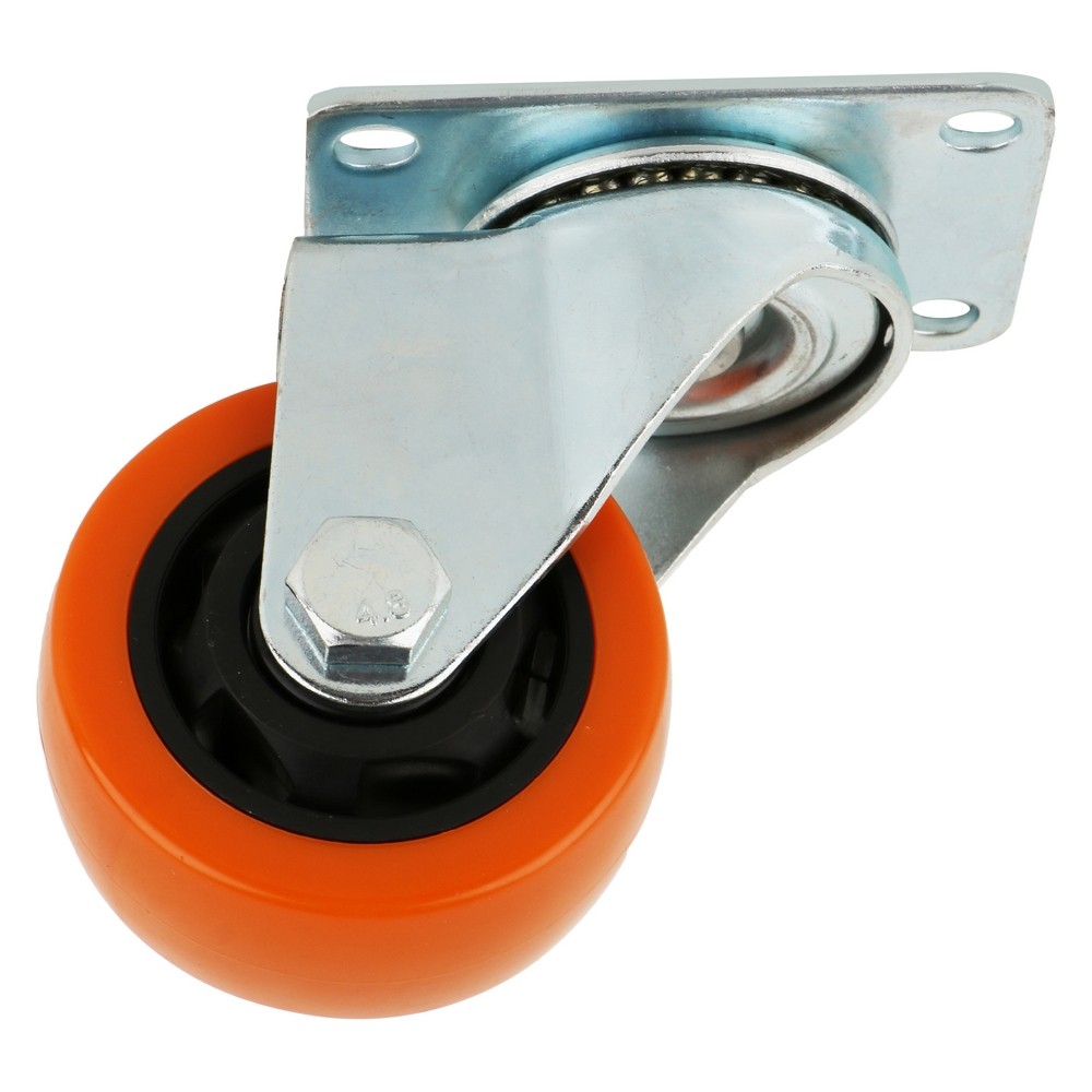 อะไหล่ เฟอร์นิเจอร์ ลูกล้อแป้นหมุน PP FITT 747075 3นิ้ว สีส้ม SWIVEL PLATE CASTER WHEEL FITT 747075 3" ORANGE