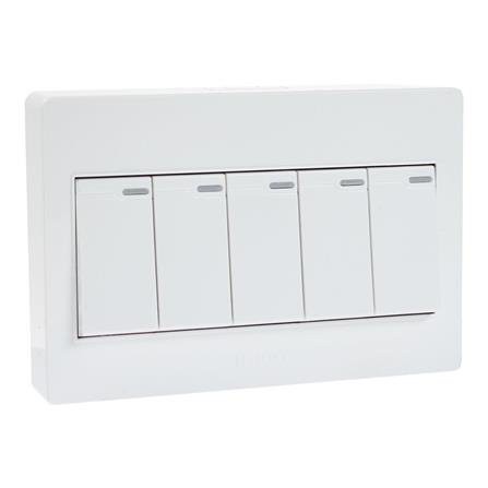 ชุดสวิตช์ 1 ทาง 5 ช่อง HACO M4N-S51 ทนต่อการใช้งาน