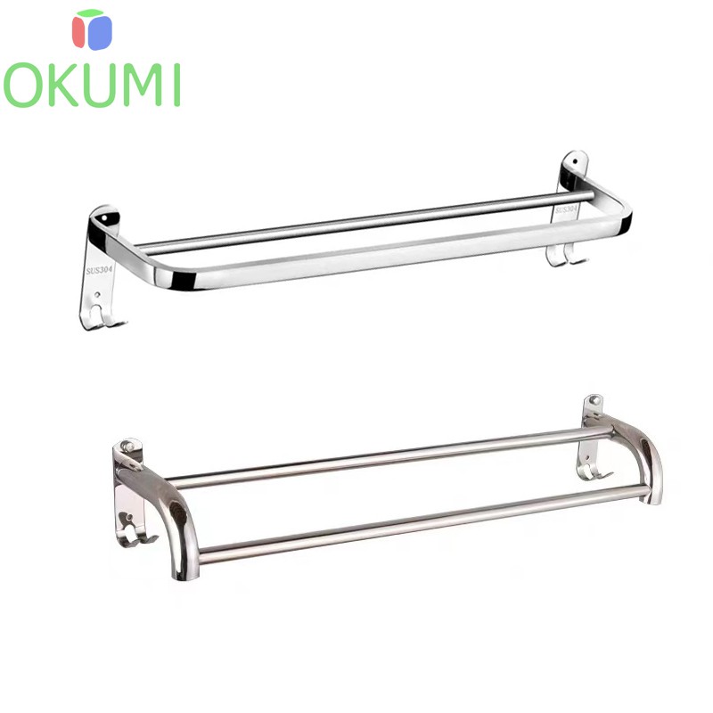 OKUMI_SHOP ราวแขวนผ้า ไม่เจาะผนัง ไม่เป็นสนิม ราวแขวนผ้าขนหนู ราวแขวนผ้าเช็ดตัว ราวตากผ้า ในห้องน้ำ ราวและที่แขวนผ้าขนห