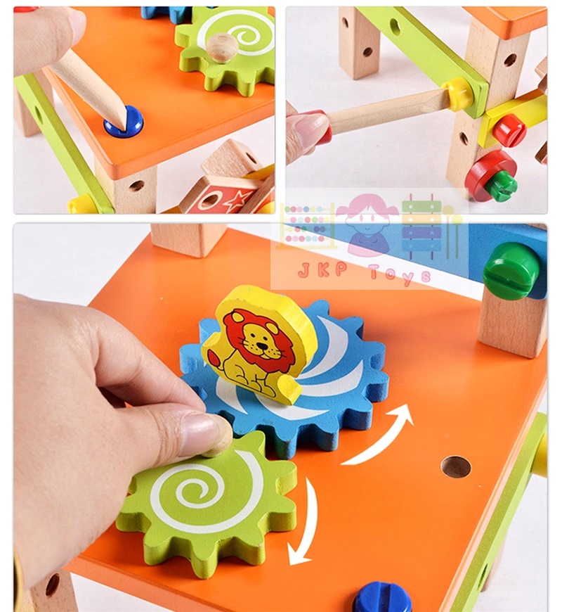 ชุดบล็อคไม้เสริมทักษะ เก้าอี้ช่างไม้ขันน็อต