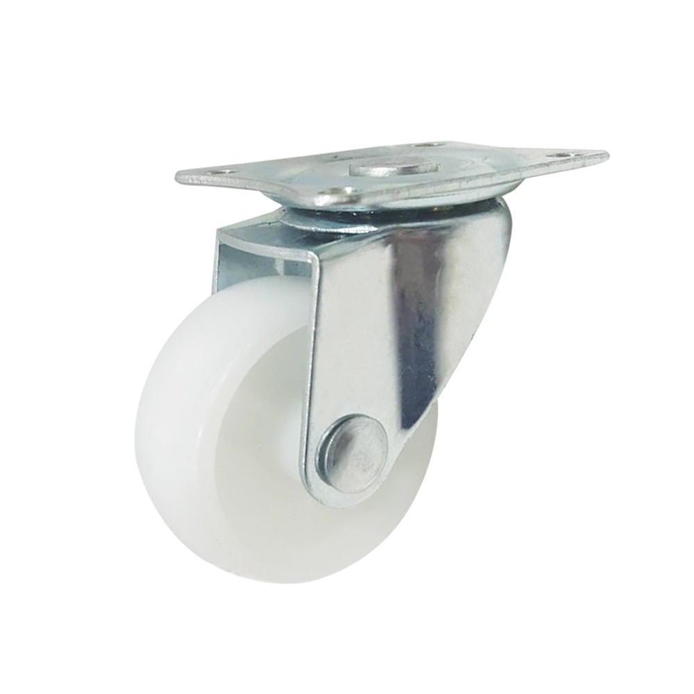 อะไหล่ เฟอร์นิเจอร์ ลูกล้อไนลอน LEON แป้นหมุน สีขาว 1.5" PLATE ROTATE NYLON WHEEL LEON WHITE 1.5"