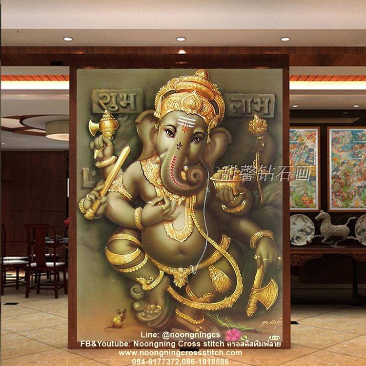 พระพิฆเนศ ครอสติสคริสตัล Diamond painting โมเสก ภาพติดเพชร งานฝีมือทำที่บ้าน DIY